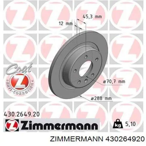 Comprar 430264920 Zimmermann Disco de freno trasero