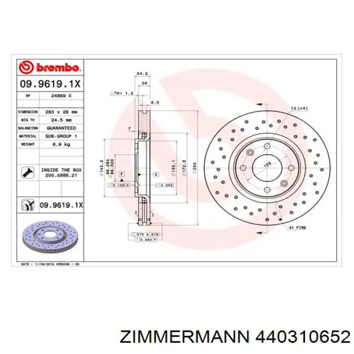 Freno de disco delantero Citroen C4 UD