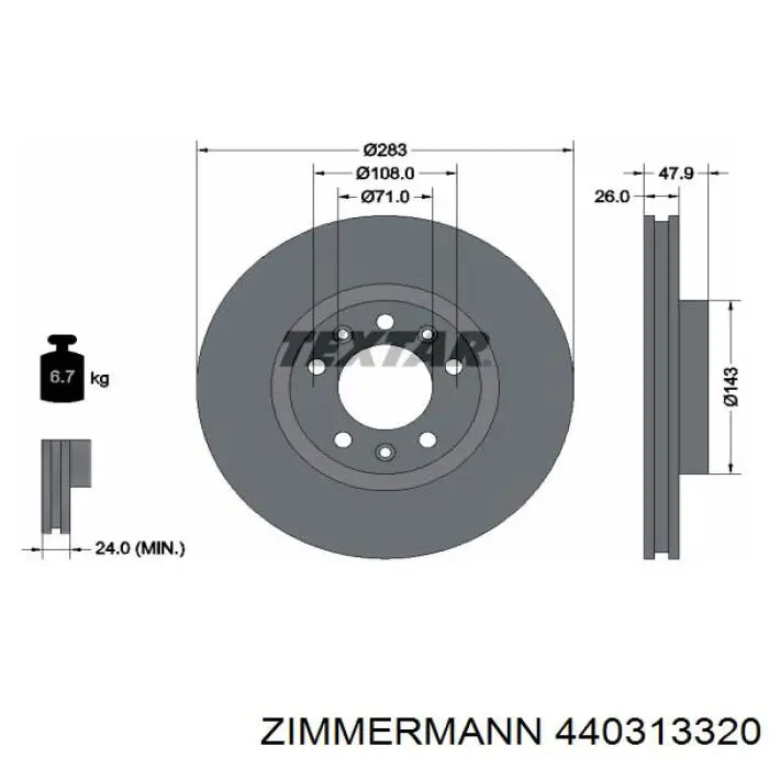 440.3133.20 Zimmermann disco de freno delantero
