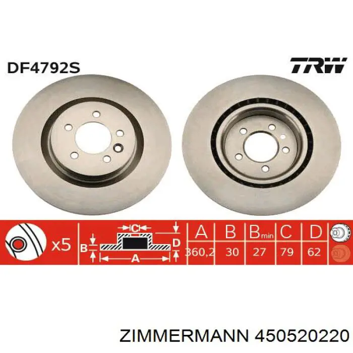 450.5202.20 Zimmermann freno de disco delantero