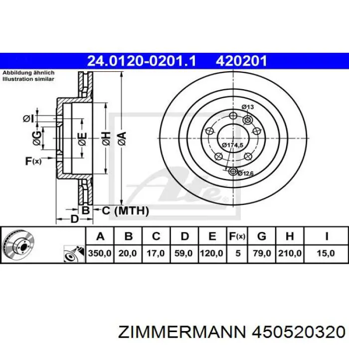 450520320 Zimmermann disco de freno trasero
