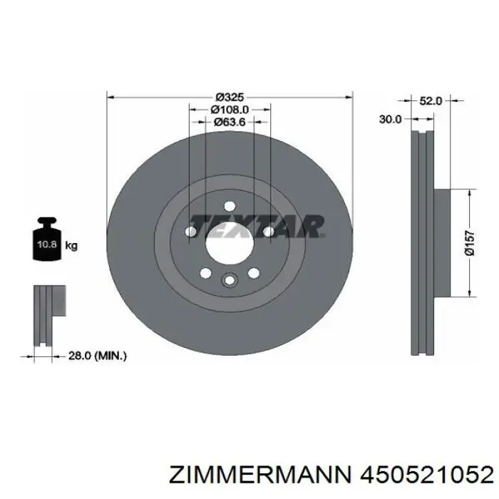 450521052 Zimmermann disco de freno delantero