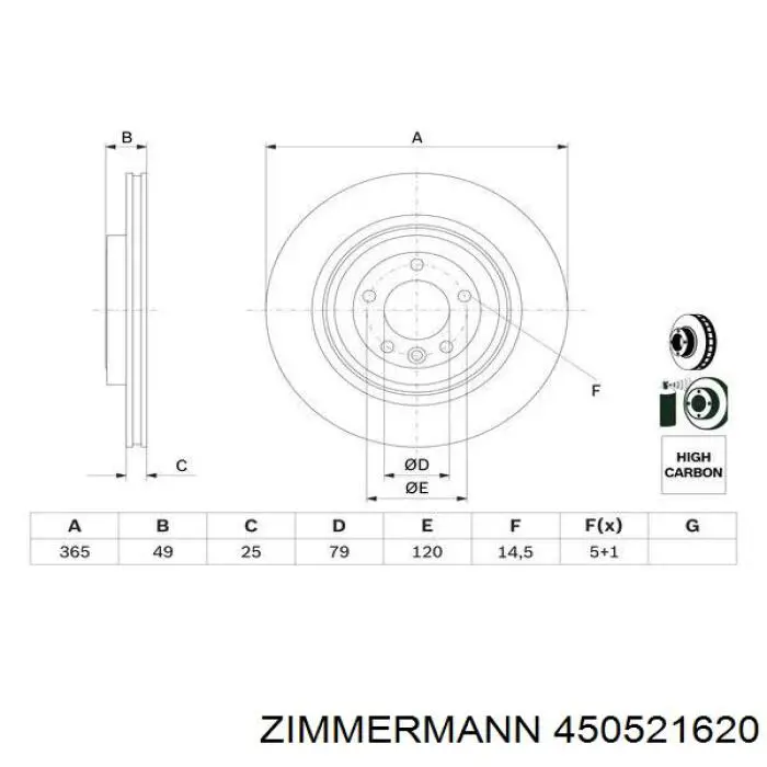 450.5216.20 Zimmermann disco de freno trasero
