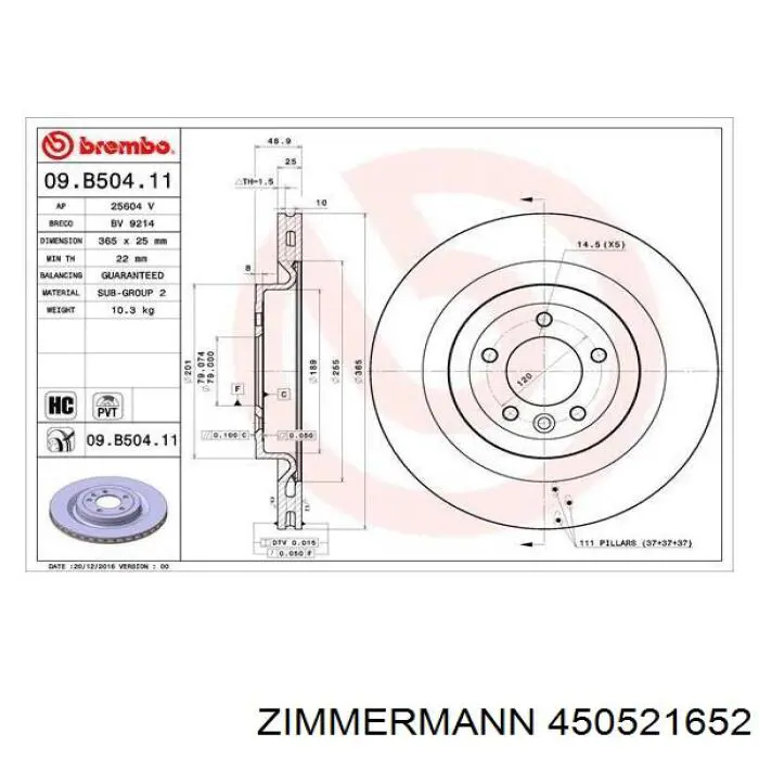 Comprar 450521652 Zimmermann Disco de freno trasero