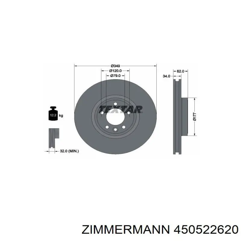 450522620 Zimmermann freno de disco delantero