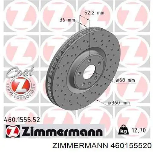 460155520 Zimmermann disco de freno delantero