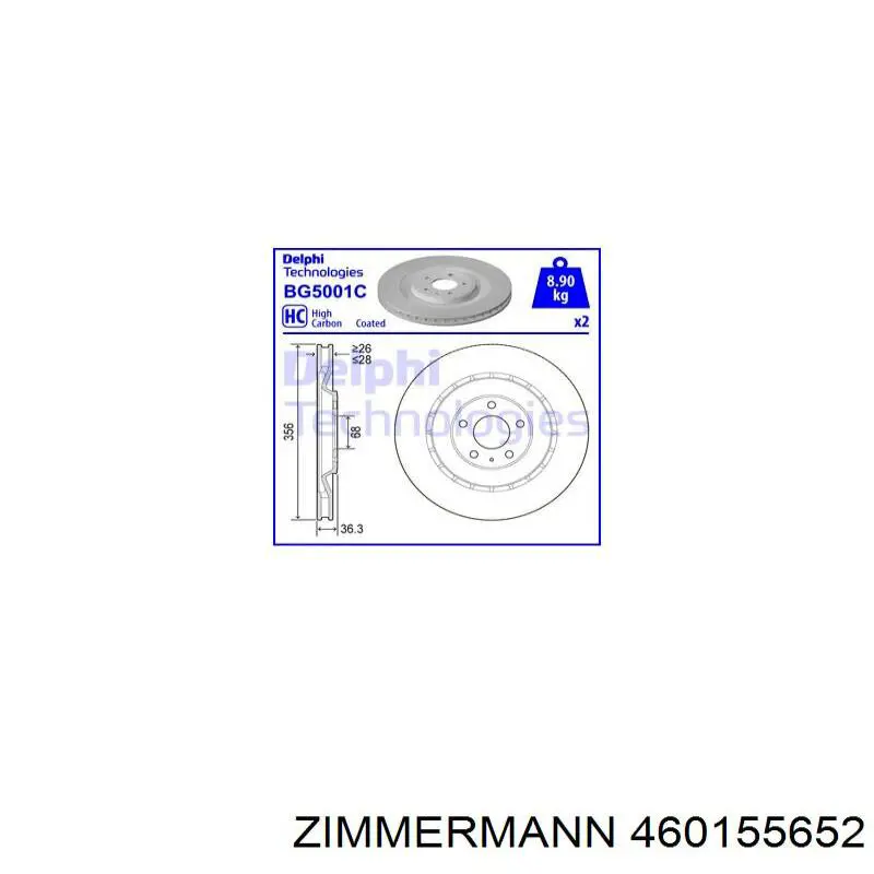 460155652 Zimmermann disco de freno trasero