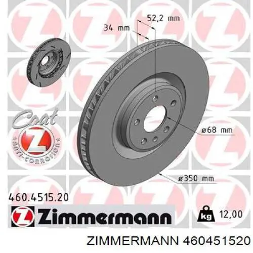 Frenos delanteros Zimmermann 460451520 precio, desde 140,72 EUR