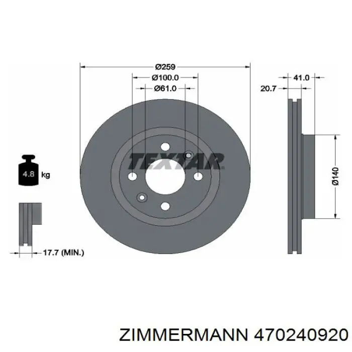 470240920 Zimmermann disco de freno delantero