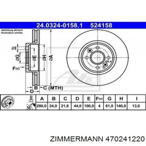 470.2412.20 Zimmermann freno de disco delantero