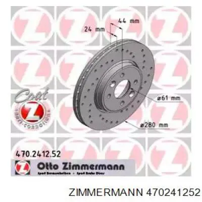 470241252 Zimmermann disco de freno delantero