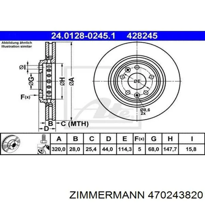 Disco de freno delantero Zimmermann 470243820