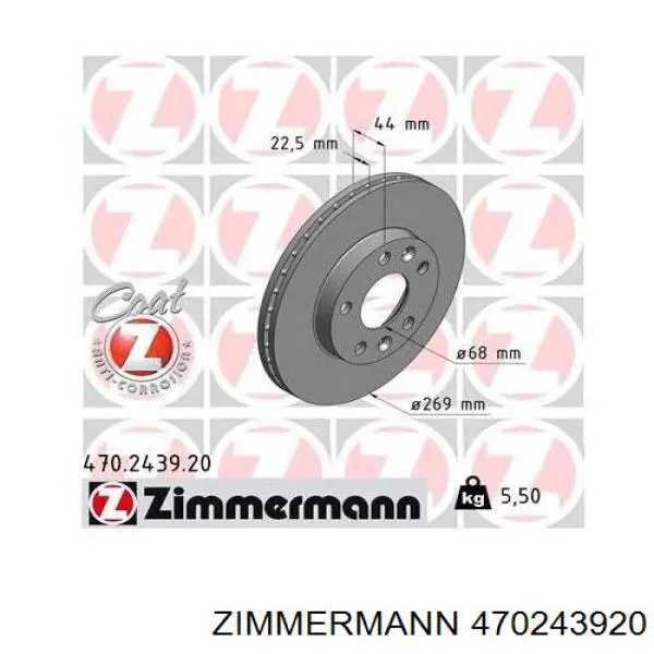 470.2439.20 Zimmermann disco de freno delantero