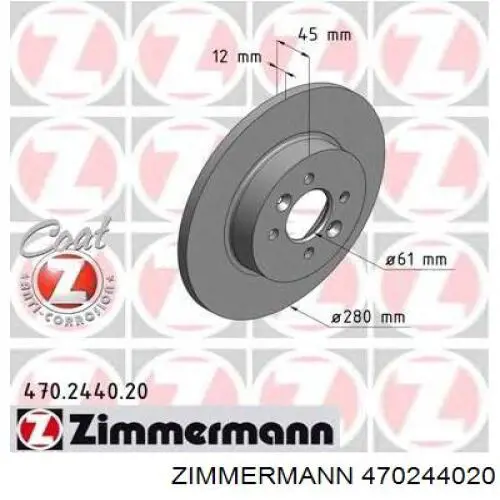 470244020 Zimmermann disco de freno trasero