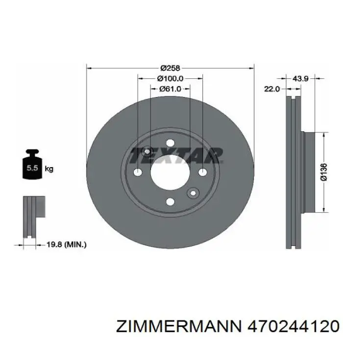 470244120 Zimmermann disco de freno delantero