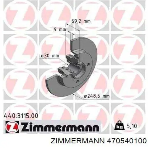 470540100 Zimmermann disco de freno trasero