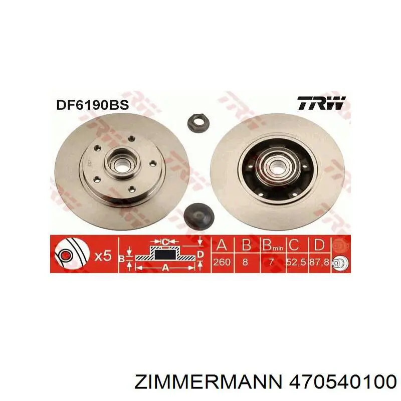 Disco de freno trasero Zimmermann 470540100 precio, desde 58,99 EUR