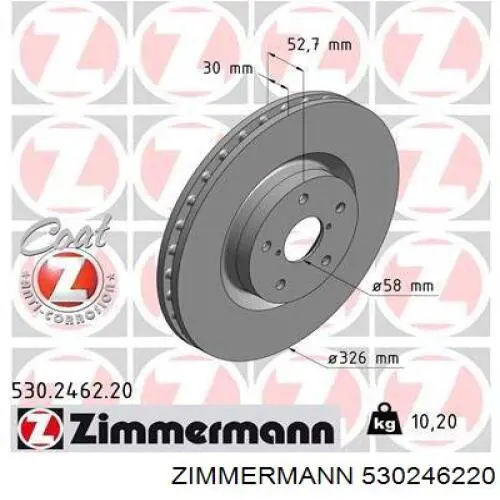 530246220 Zimmermann freno de disco delantero