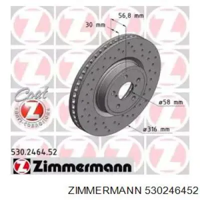 Disco de freno delantero Zimmermann 530246452