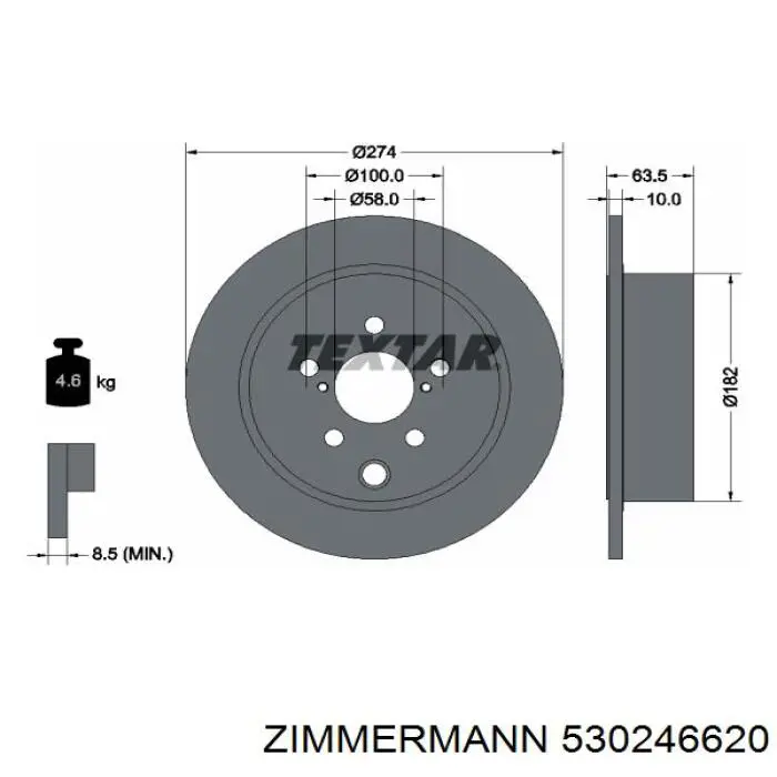 Disco de freno trasero Zimmermann 530246620 precio, desde 55,18 EUR
