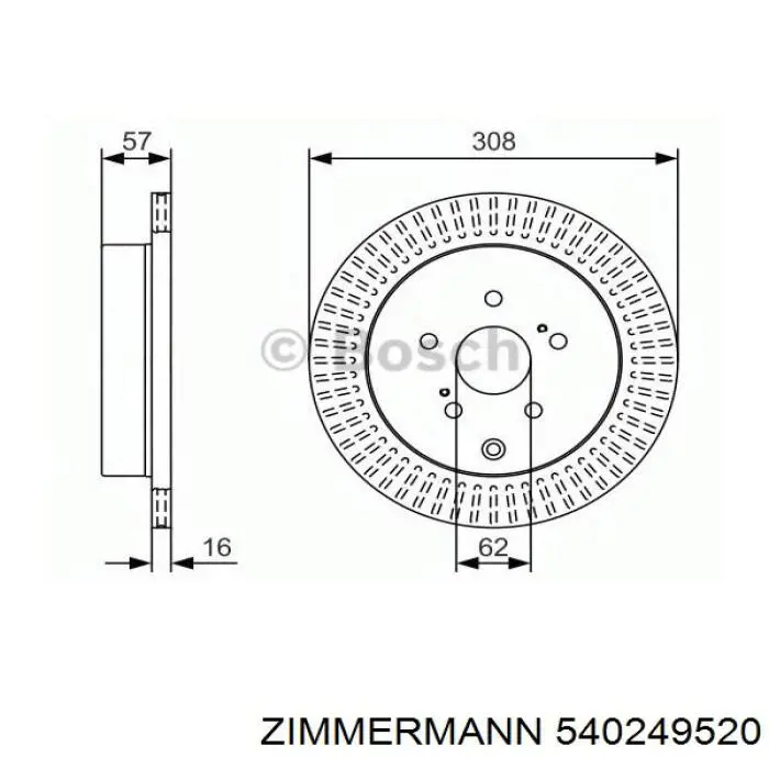 Disco de freno trasero 540249520 Zimmermann