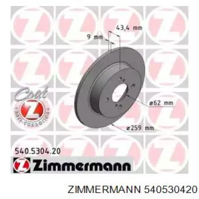 540.5304.20 Zimmermann disco de freno trasero