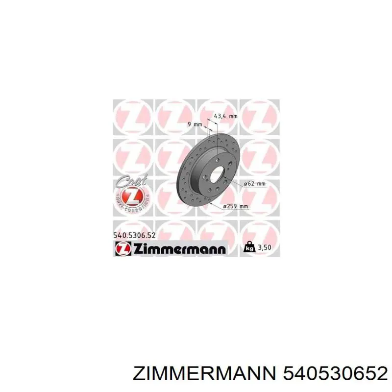 540.5306.52 Zimmermann disco de freno trasero