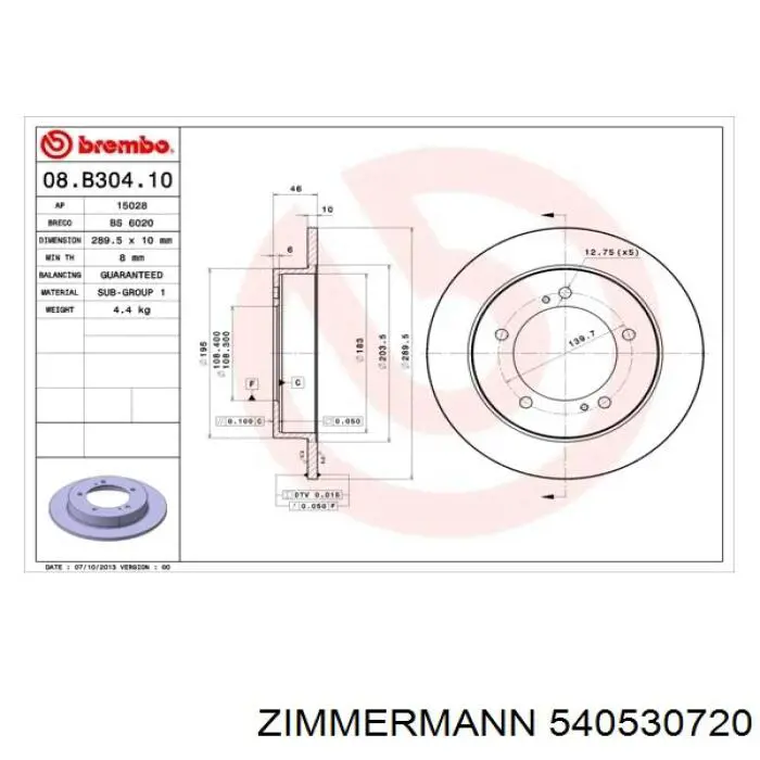 540530720 Zimmermann disco de freno delantero