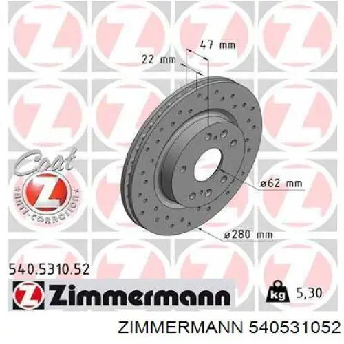 540.5310.52 Zimmermann disco de freno delantero