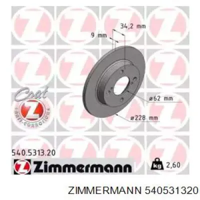 540.5313.20 Zimmermann disco de freno trasero