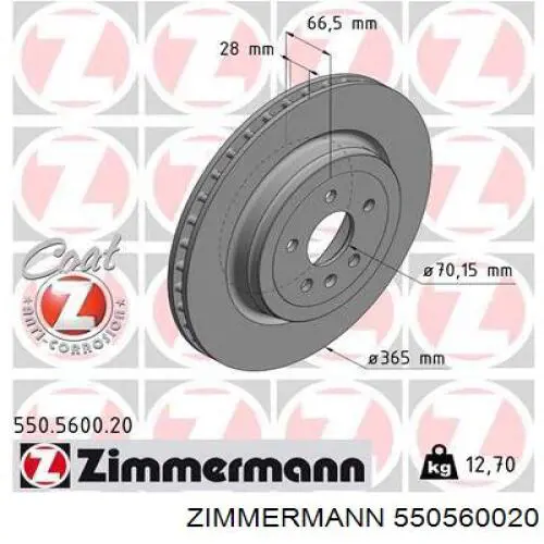 Disco de freno trasero Zimmermann 550560020 precio, desde 116,98 EUR