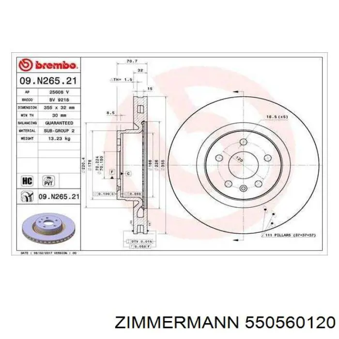 Frenos delanteros Zimmermann 550560120 precio, desde 123,56 EUR