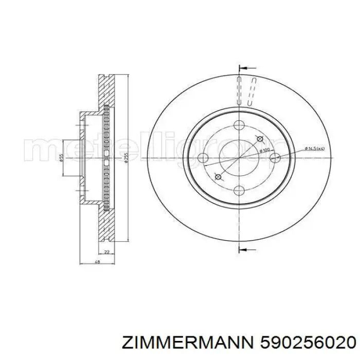 Disco de freno delantero Zimmermann 590256020