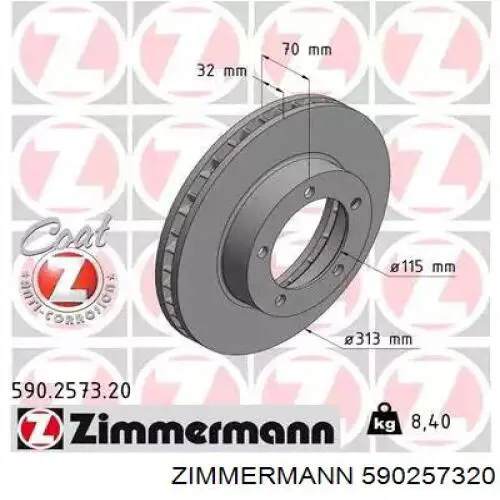 590257320 Zimmermann freno de disco delantero