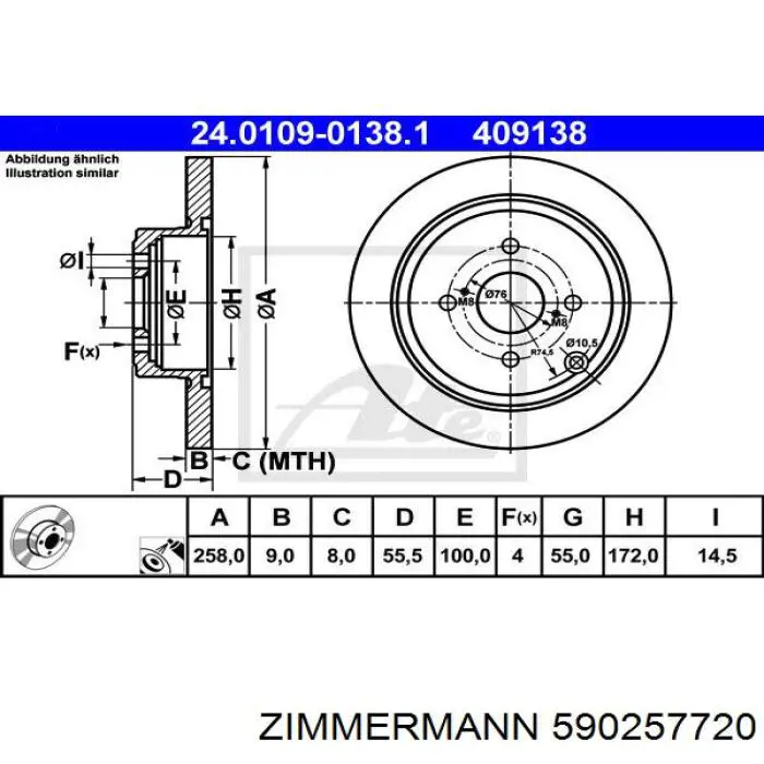 590257720 Zimmermann disco de freno trasero