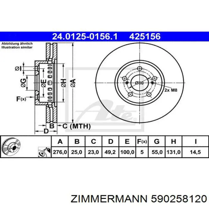 590258120 Zimmermann disco de freno delantero