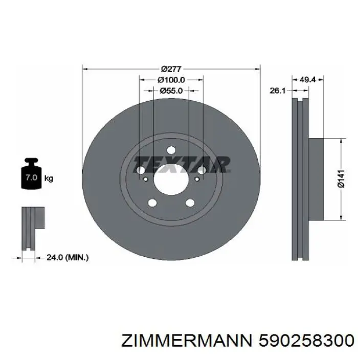 590258300 Zimmermann freno de disco delantero