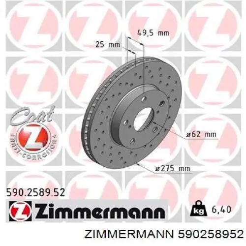 590258952 Zimmermann disco de freno delantero