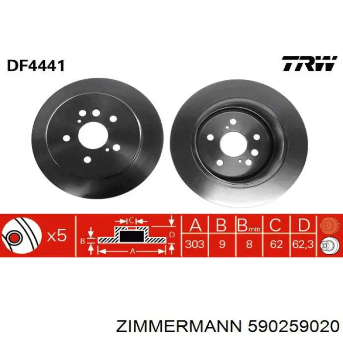 Disco de freno trasero Toyota RAV4 1 XA