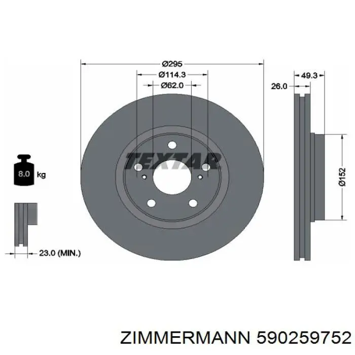 590259752 Zimmermann disco de freno delantero