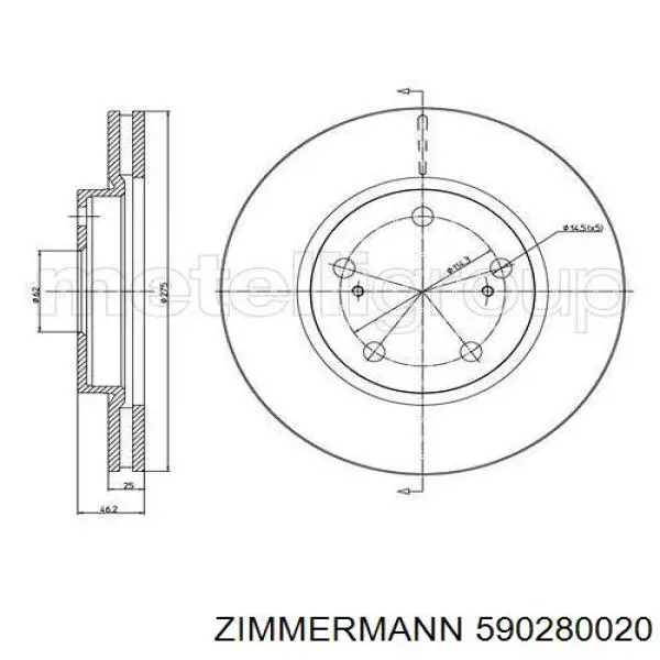 590280020 Zimmermann disco de freno delantero