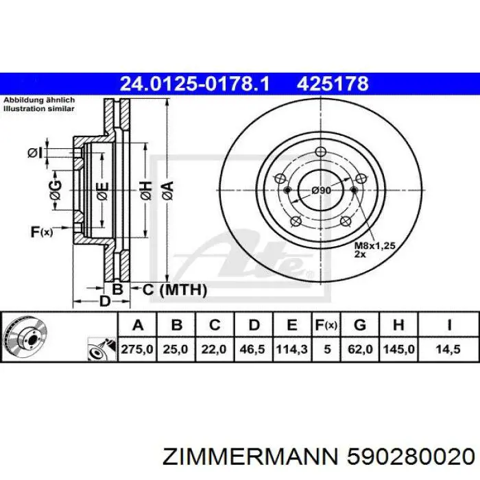 Frenos delanteros Zimmermann 590280020 precio, desde 79,89 EUR