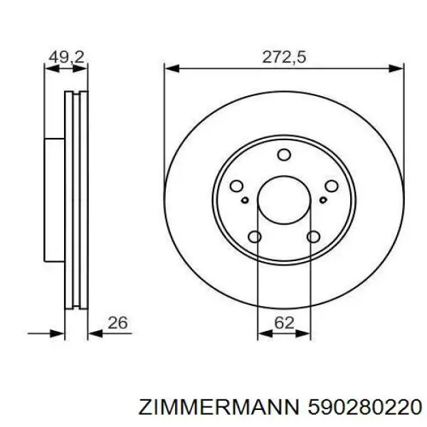 590280220 Zimmermann disco de freno delantero