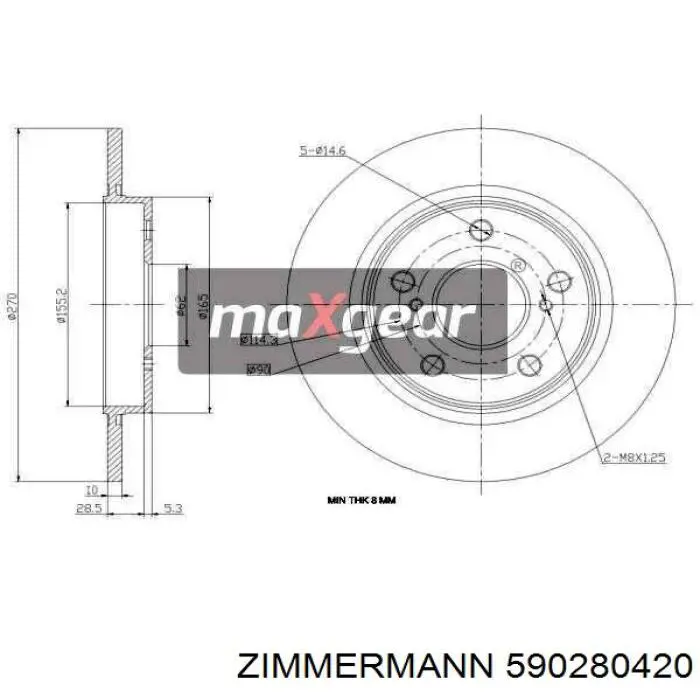 Disco de freno trasero Toyota Auris E15