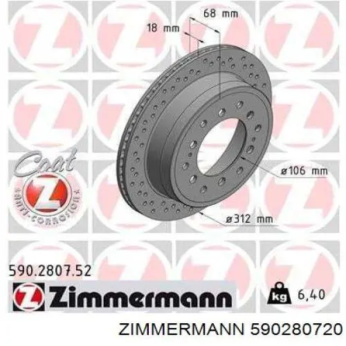 590280720 Zimmermann Freno de disco trasero