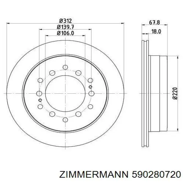 Comprar 590280720 Zimmermann Disco de freno trasero