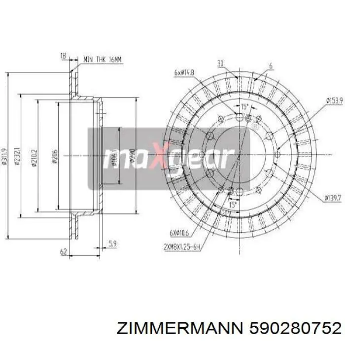 Comprar 590280752 Zimmermann Disco de freno trasero