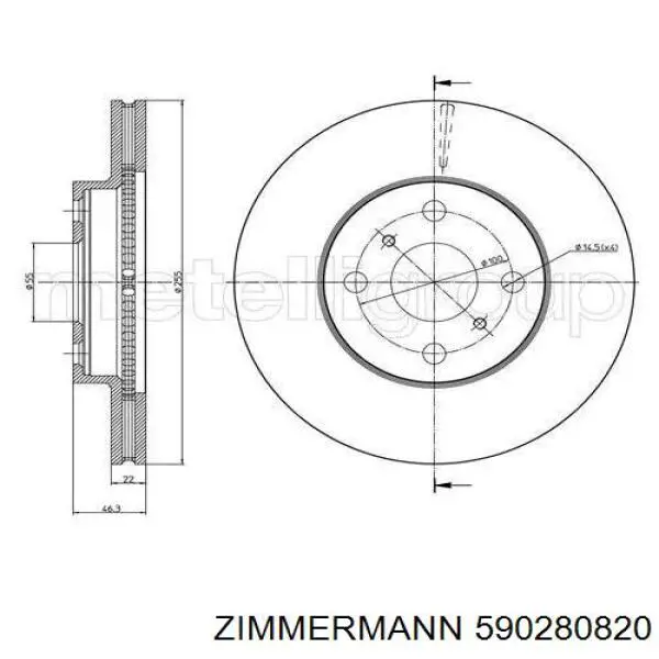 590280820 Zimmermann disco de freno delantero