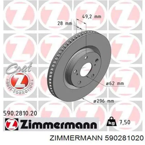 590281020 Zimmermann disco de freno delantero
