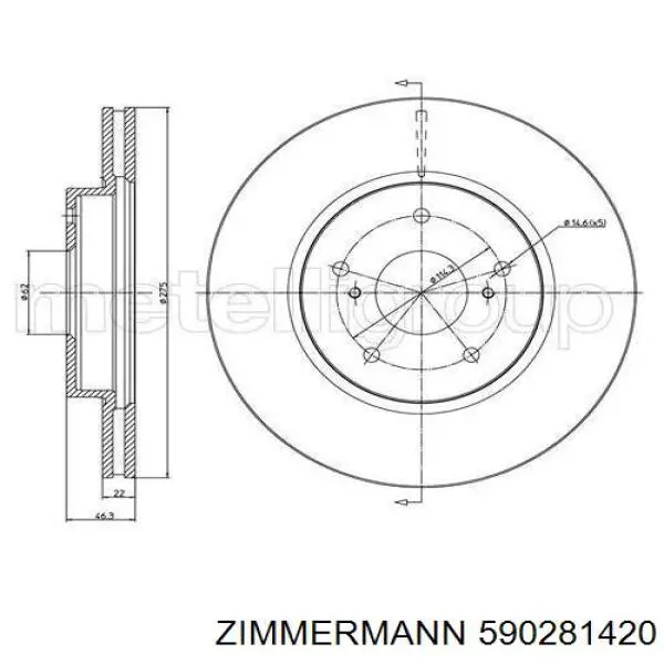 590281420 Zimmermann disco de freno delantero